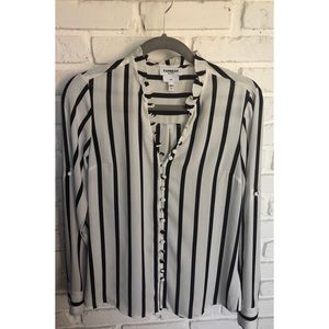 Express White & Black Striped Portofino Shirt